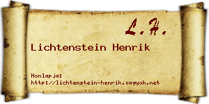 Lichtenstein Henrik névjegykártya